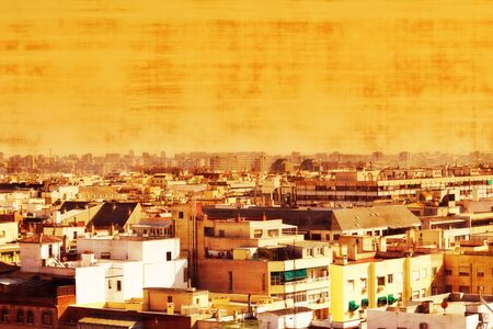 Grunge City with Sunset Tonesの写真素材