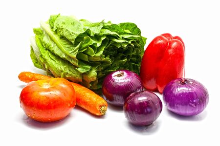 Salad Ingredients Isolated on White Backgroundの写真素材