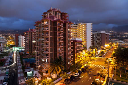 Puerto de la Cruz at Night, Tenerifeのeditorial素材