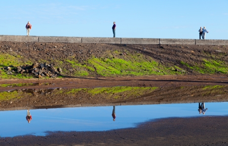 Reflections in Puerto de la Cruz Dock, Tenerifeの写真素材