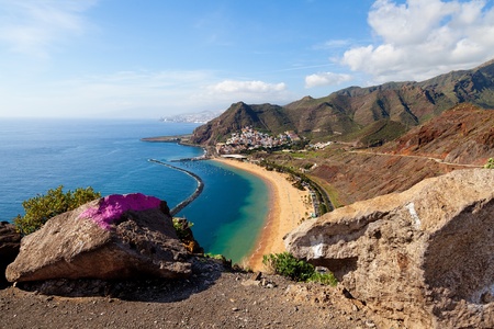 View of Las Teresitas Beach, Tenerife, Spainの写真素材