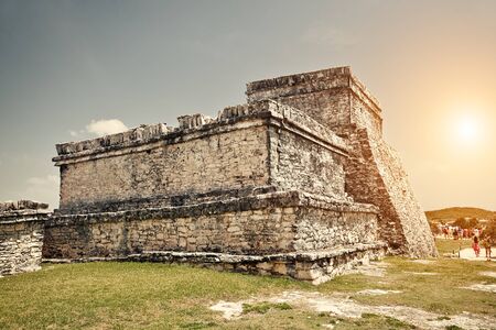 Tulum Castle Mayan Ruins in Quintana Roo, Mexicoのeditorial素材