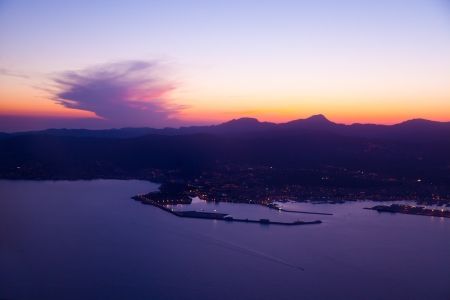 Purple Sunset in Palma de Mallorca Port, Spainの写真素材