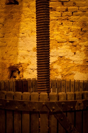 Antique Wine Handpress of an Old Wineryの写真素材
