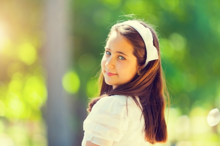 Portrait of a Cute Little Girl in her First Communion Dayの写真素材