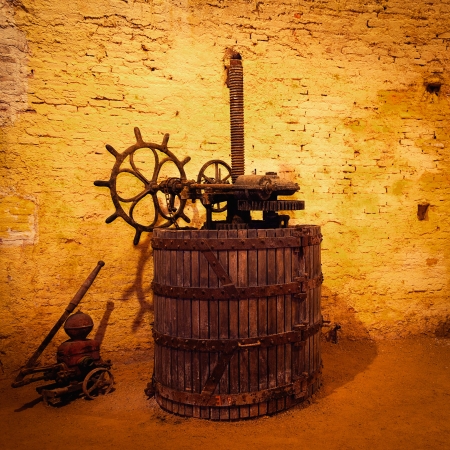 Antique Wine Handpress of an Old Wineryの写真素材