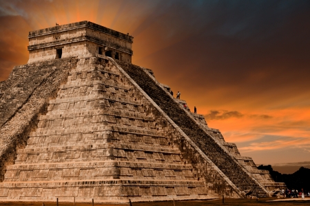Kukulkan Pyramid in Chichen Itza Site, Yucatan, Mexicoの写真素材