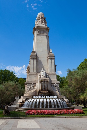 Miguel de Cervantes Monument, Madrid, Spainの写真素材