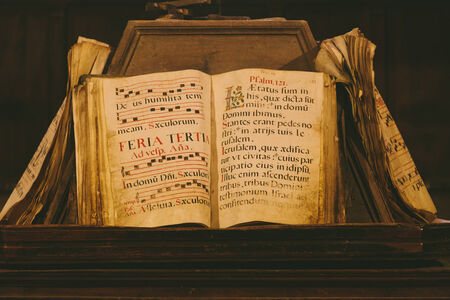 Ancient Medieval Book from the Colegiata de Santa MarÃ­a la Mayorの写真素材