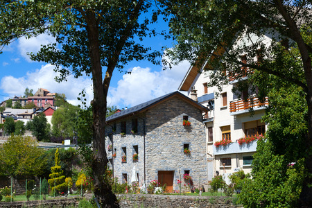 Castiello de Jaca Village in Huesca, Aragon, Spainの写真素材
