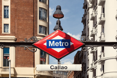Metro Station Sign in Madrid, Spain, Europeのeditorial素材