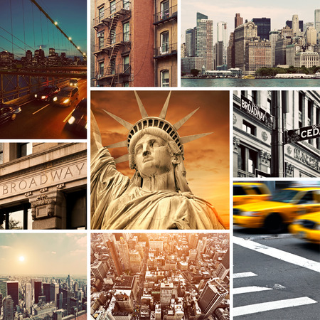 Vintage Manhattan-New York Collageのeditorial素材