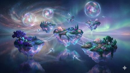 Fantasy landscape with fantasy alien planet and clouds. 3d renderingの写真素材