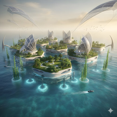 Fantasy island in the ocean. 3d rendering. Computer digital drawing.の写真素材