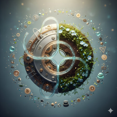 Ecology concept. Green planet with eco icons. 3D renderingの写真素材