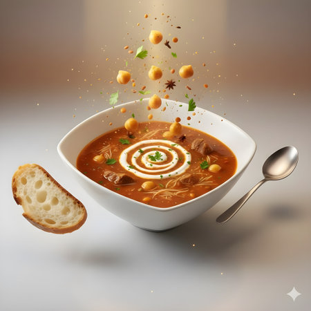 Innovative image of a Moroccan Harira bowlの写真素材