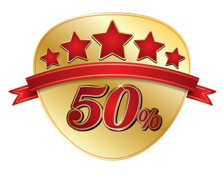 Tag gold sale 50 with starのイラスト素材