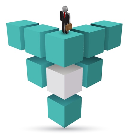 Cube 3D with business manのイラスト素材