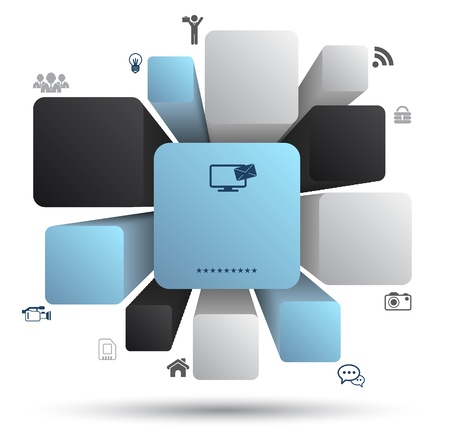 Rectangle template with business iconsのイラスト素材