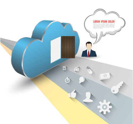 Cloud 3D style with icons のイラスト素材