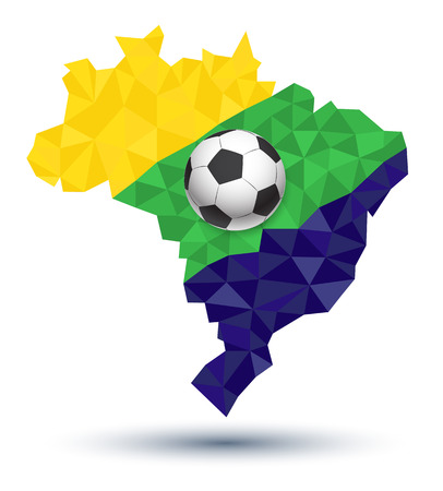 Brazil abstract map with soccer ball  Can use for printing brazil travel soccer sport festival のイラスト素材
