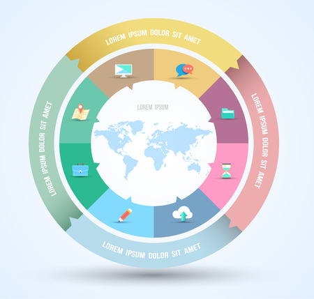 Vector circle business concepts with flat icons   can use for infographicのイラスト素材