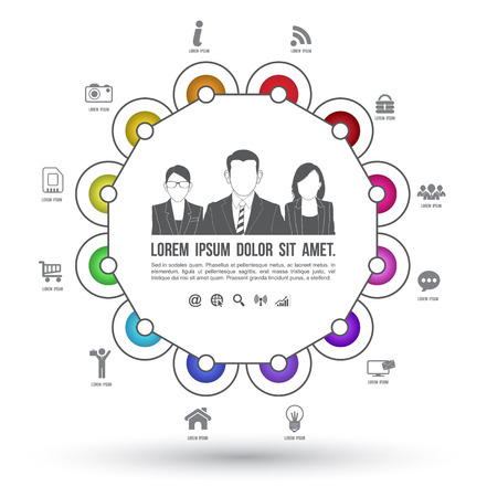 Vector circle business concepts with icons   can use for infographic loop business report or plan   modern template   education template   business brochure   system diagramのイラスト素材