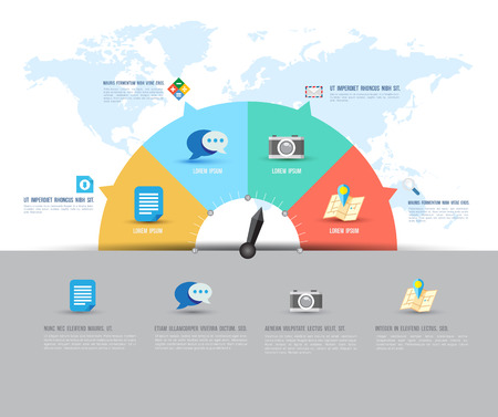 Abstract business info graphics template with icons  Vector illustration  can be used for workflow layout, diagram, business people action, step up options, web design のイラスト素材