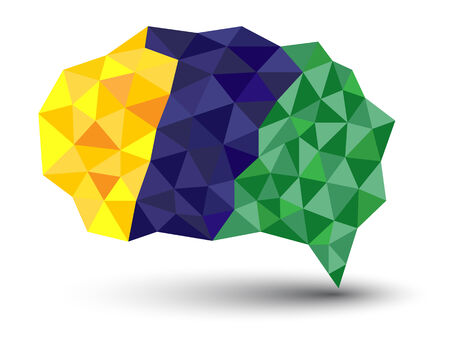 Abstract geometric speech bubble with triangular polygons with business man  Can use for business element のイラスト素材