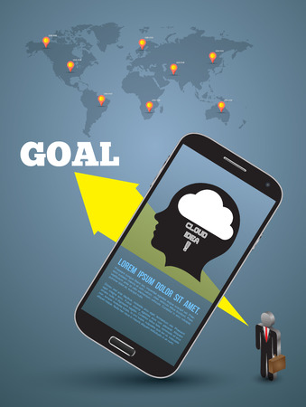 Mobile phone With business man icon communication conceptのイラスト素材
