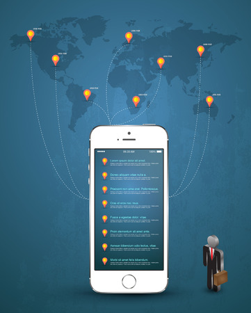 Mobile phone With business man icon communication conceptのイラスト素材