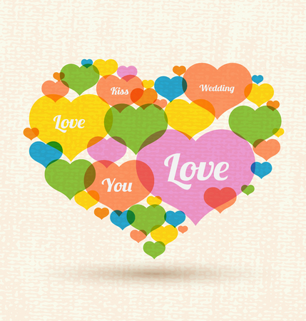 Heart made out of large group of heart colour  Use for love concept, valentine, wedding の写真素材