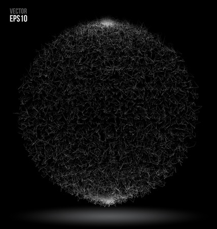 Abstract filament on black  Vector illustration 3D Abstract sphere Shapes のイラスト素材