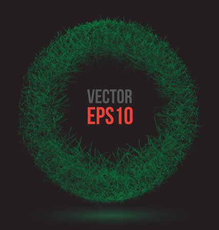 Abstract filament frame green on black  Vector illustration  grass circle frame のイラスト素材