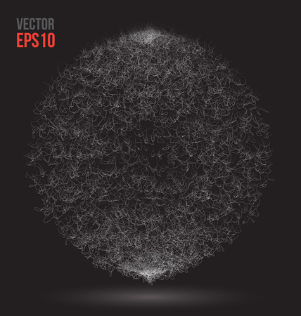 Abstract filament on black  Vector illustration 3D Abstract sphere Shapes のイラスト素材
