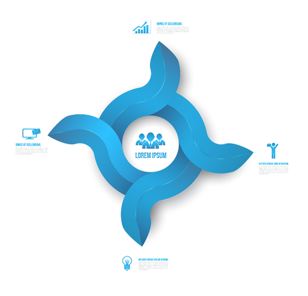 Abstract circle arrows 3D digital illustration Infographic clean style  Vector illustration can be used for workflow layout, diagram, number options, web design, presentation のイラスト素材