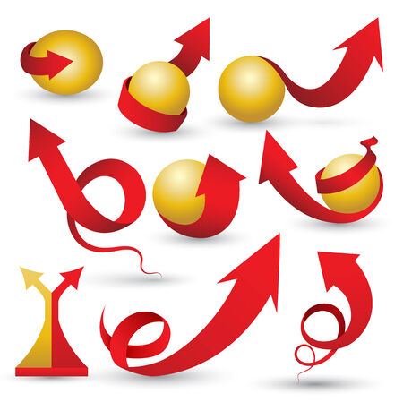 Red arrows set with cold sphere  Vector illustration can use for object printing and web のイラスト素材