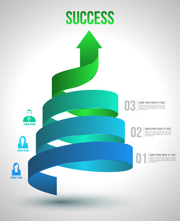 Arrow twist up to success number options with icons  Vector illustration and can use for business concept, report, data presentation, plan or education diagram  printing and website template のイラスト素材