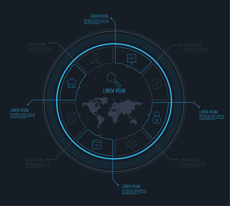 Vector circle business concepts with line icons / can use for infographic/loop business report or plan / modern template / education template / business brochure / system diagramのイラスト素材