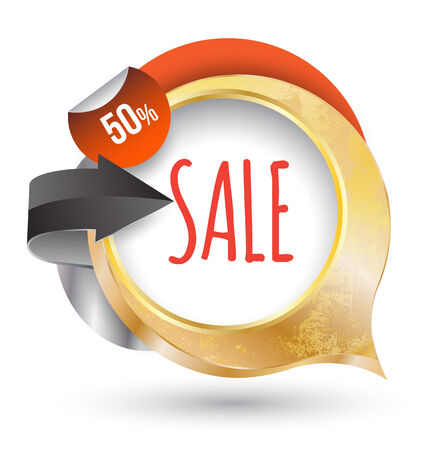 Modern sale tag gold frame. Vector illustration. Can use for promotion.のイラスト素材