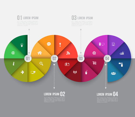 Abstract business info graphics template with icons. Vector illustration. can be used for workflow layout, diagram, number options, step up options, web design.のイラスト素材