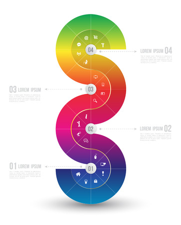 Abstract business info graphics template with icons. Vector illustration. can be used for workflow layout, diagram, number options, step up options, web design.のイラスト素材