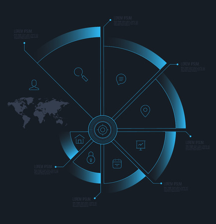 Vector circle step business concepts with line icons / can use for infographic/loop business report or plan / modern template / education template / business brochure / system diagramのイラスト素材