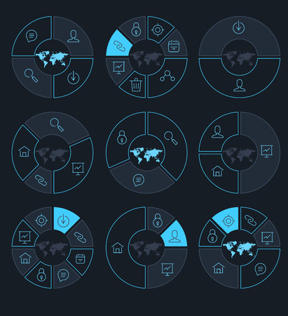 Circle line template with icons. Vector illustration. Can use for info graphic, business planning or concept.のイラスト素材