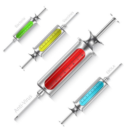 Medical syringe filled. Syringe Ebola anti virus concept illustration.のイラスト素材