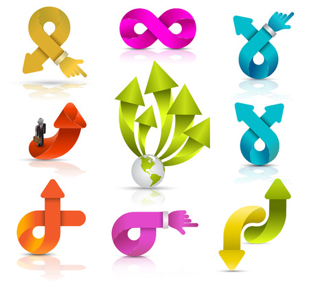 Colorful arrows set vector design elements origami modern style. Can use for object printing and we.のイラスト素材