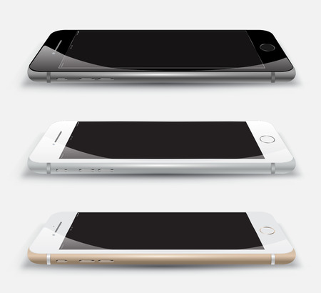 Realistic smartphone set perspective. Vector Illustration.のイラスト素材