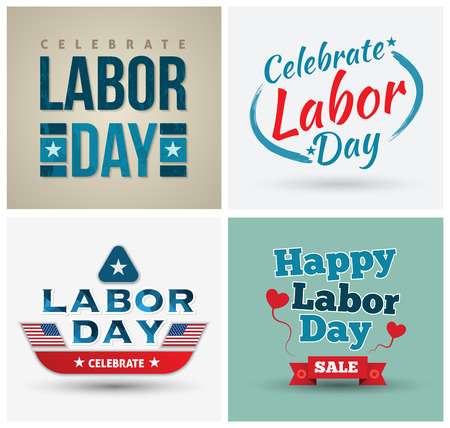 Labor day poster set for promotion celebrate Labor day. Vector illustration. Can use for printing and web.のイラスト素材