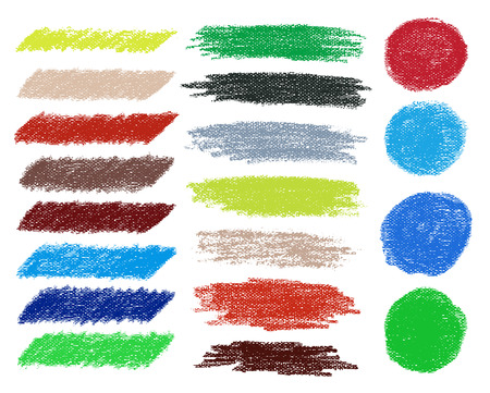 Set of colored doodle sketch banners set. Oil pastels. Vector illustration.のイラスト素材