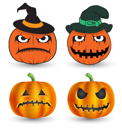 Halloween pumpkins set. Vector illustration. Can use for printing and web element.のイラスト素材